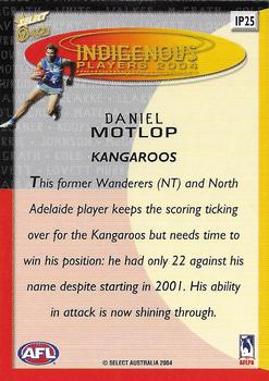 2004 Select Ovation - Indigenous Players 2004 #IP25 Daniel Motlop Back
